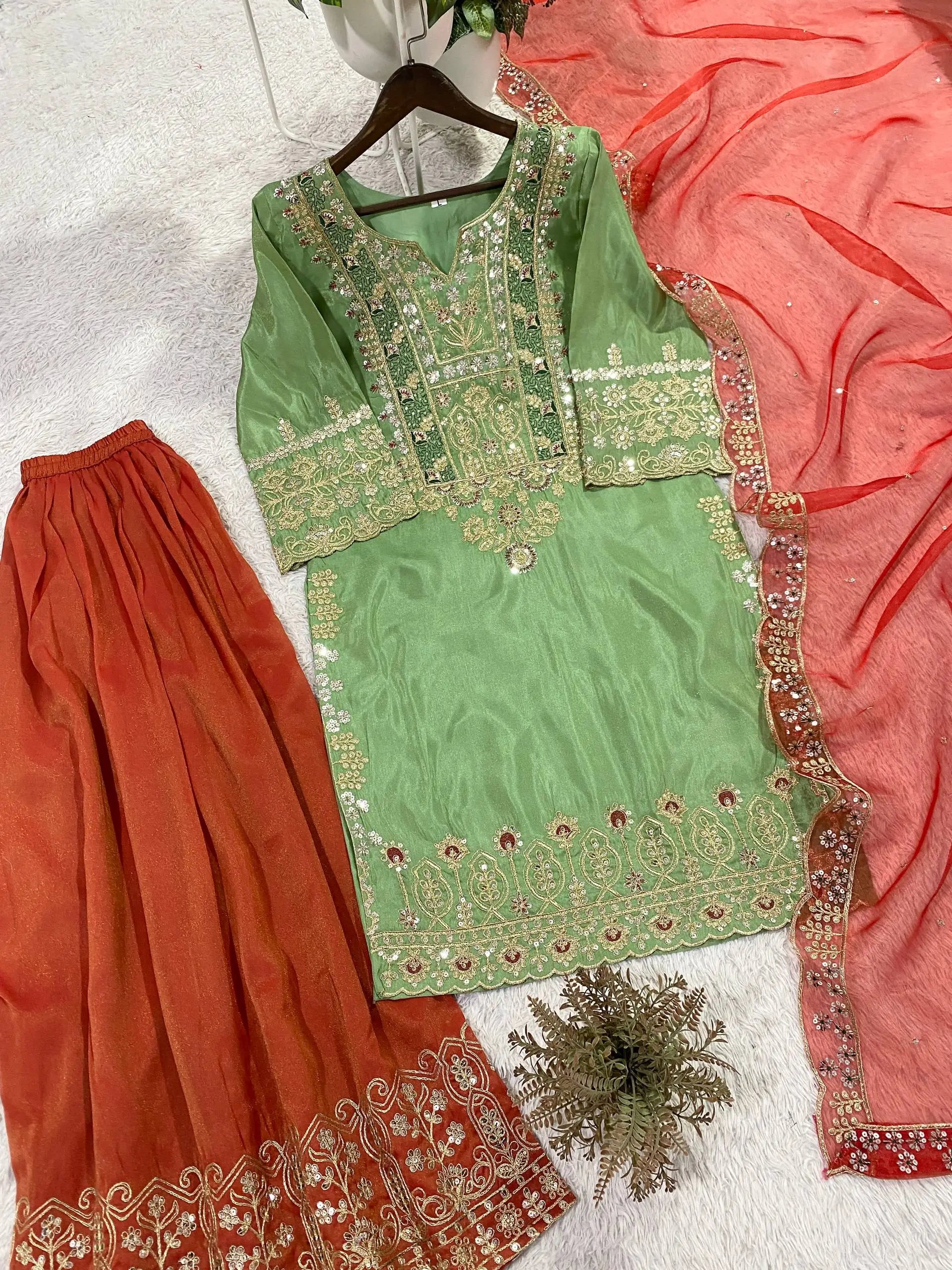 Elegant Embroidered Sharara Suit Set for Festive and Wedding Wear