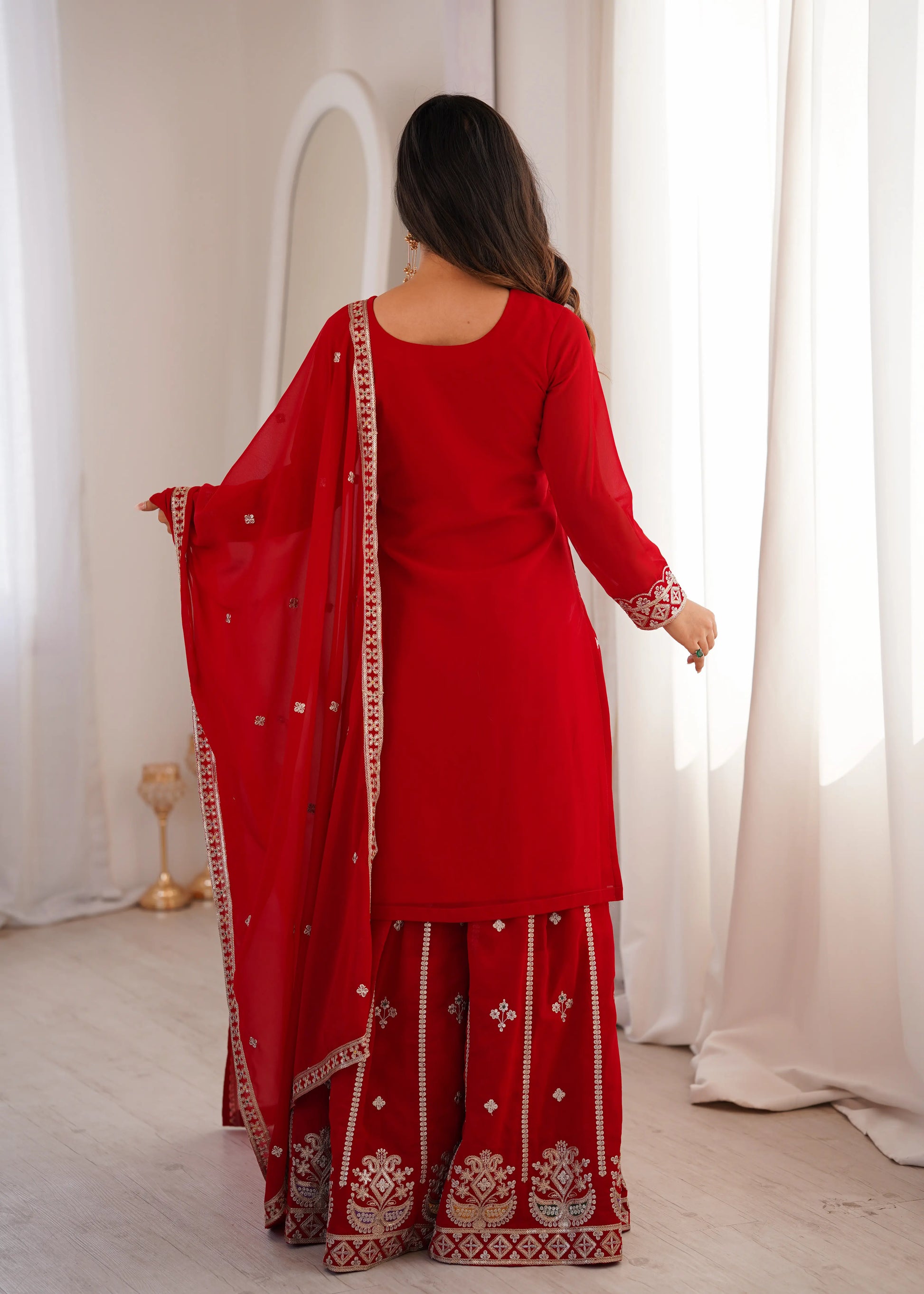 Elegant Embroidered Sharara Suit Set for Festive and Wedding Wear