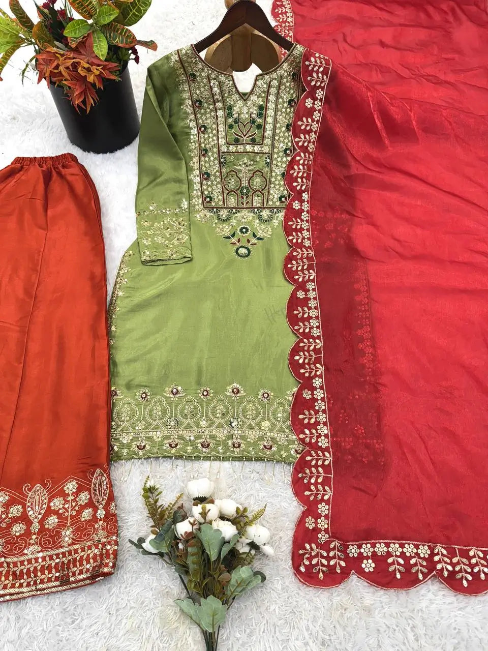Elegant Embroidered Sharara Suit Set for Festive and Wedding Wear
