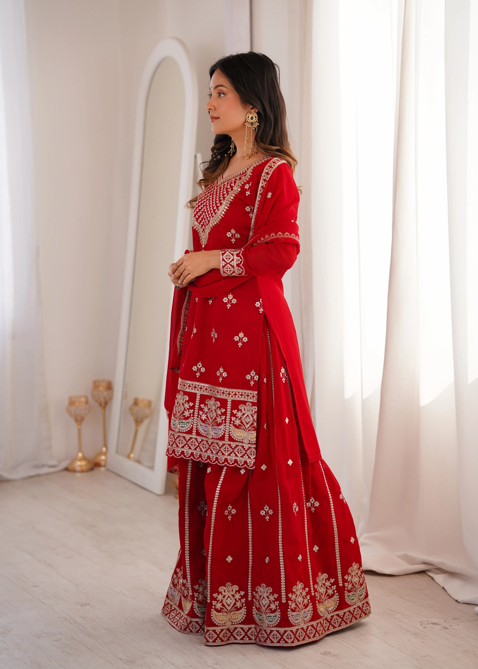 Elegant Embroidered Sharara Suit Set for Festive and Wedding Wear