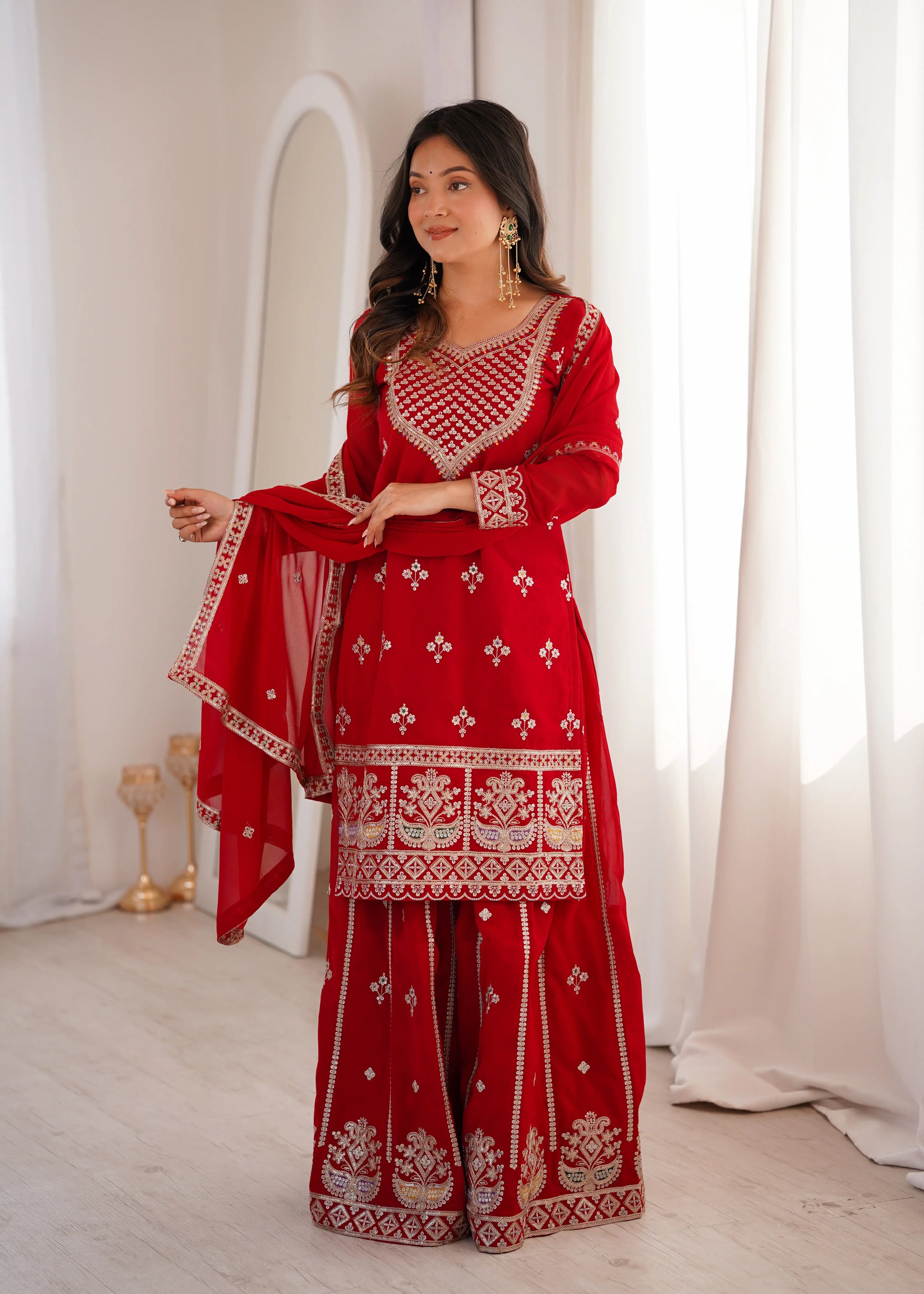 Elegant Embroidered Sharara Suit Set for Festive and Wedding Wear