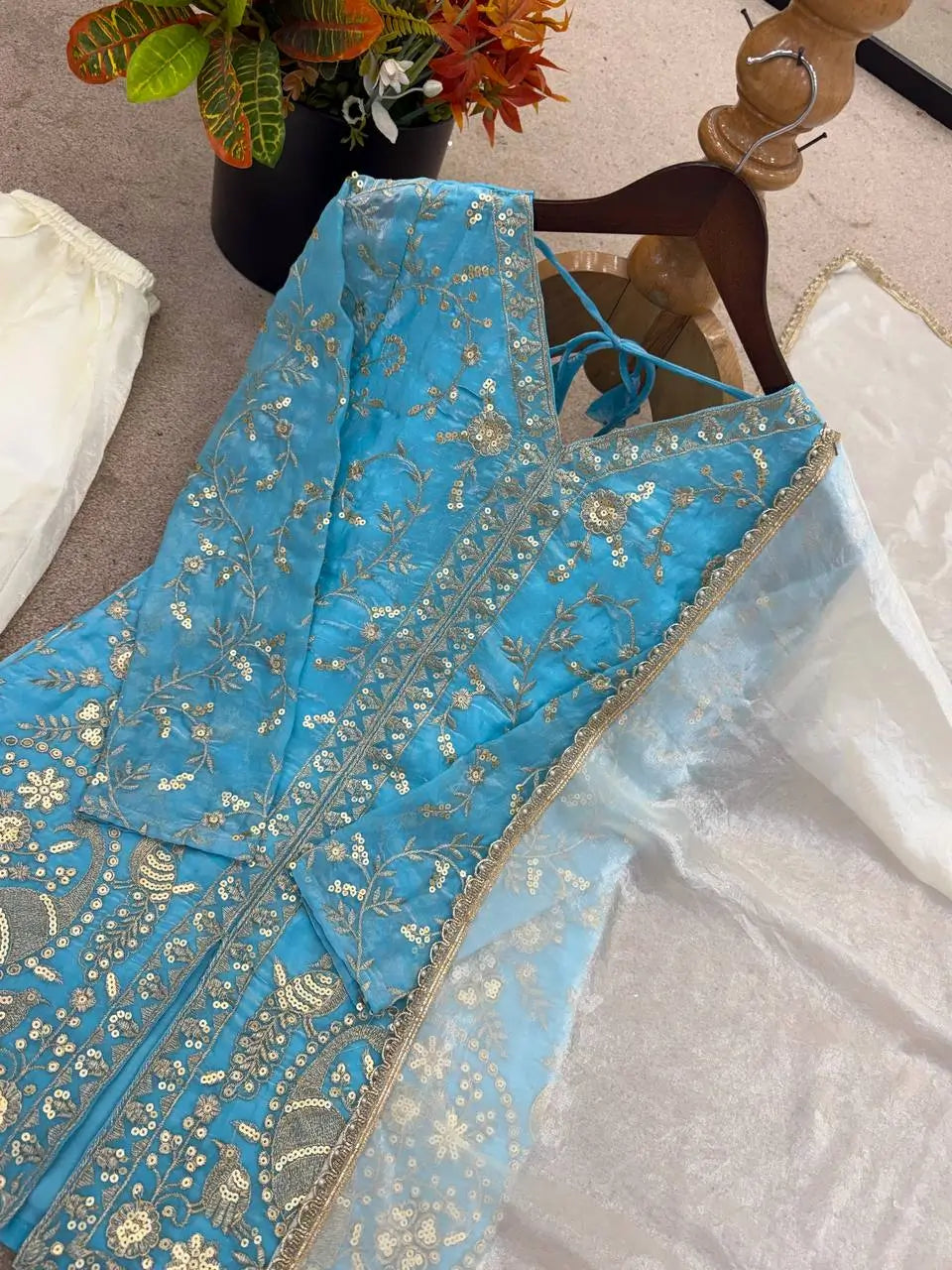 Elegant Embroidered Silk Kurta Palazzo Set with Dupatta for Festive Wear