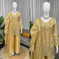 Elegant Embroidered Silk Palazzo Suit Set