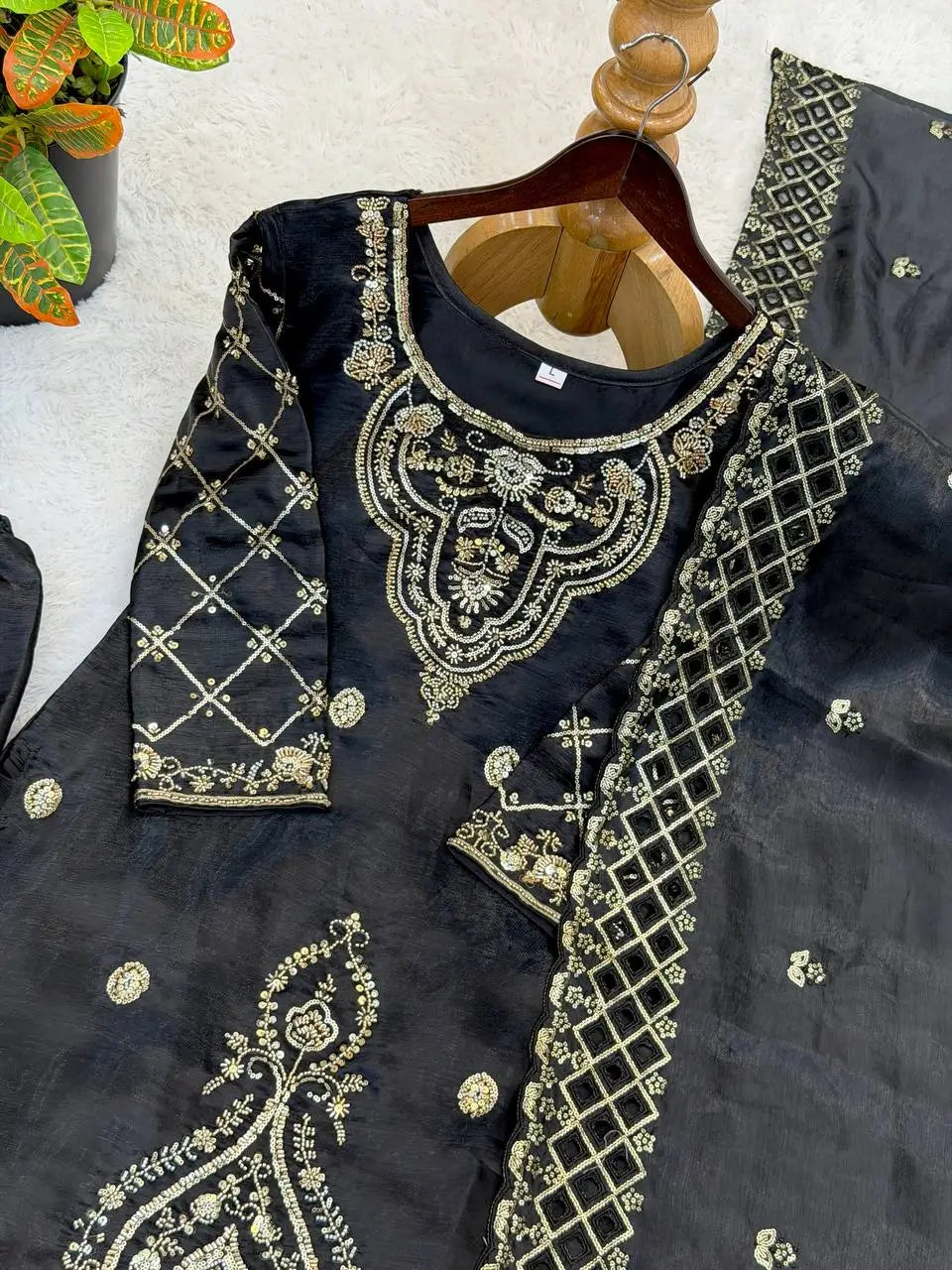 Elegant Embroidered Silk Sharara Set for Festive and Wedding Wear