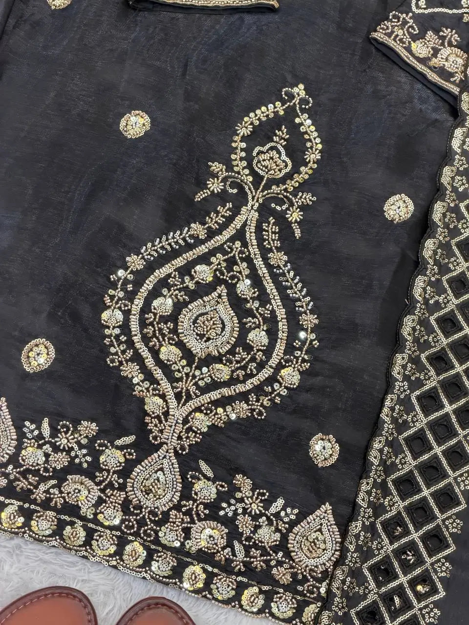 Elegant Embroidered Silk Sharara Set for Festive and Wedding Wear