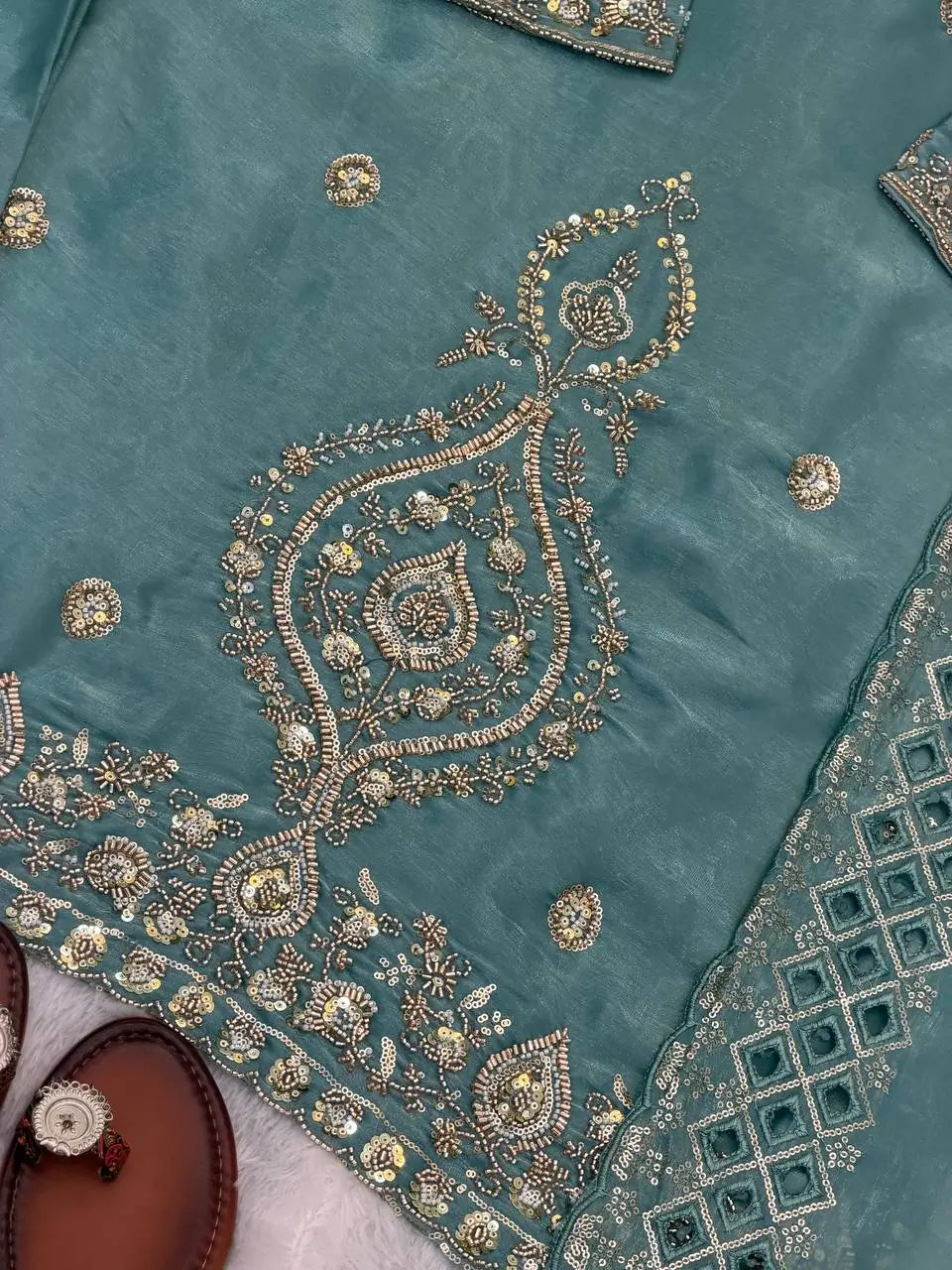 Elegant Embroidered Silk Sharara Set for Festive and Wedding Wear