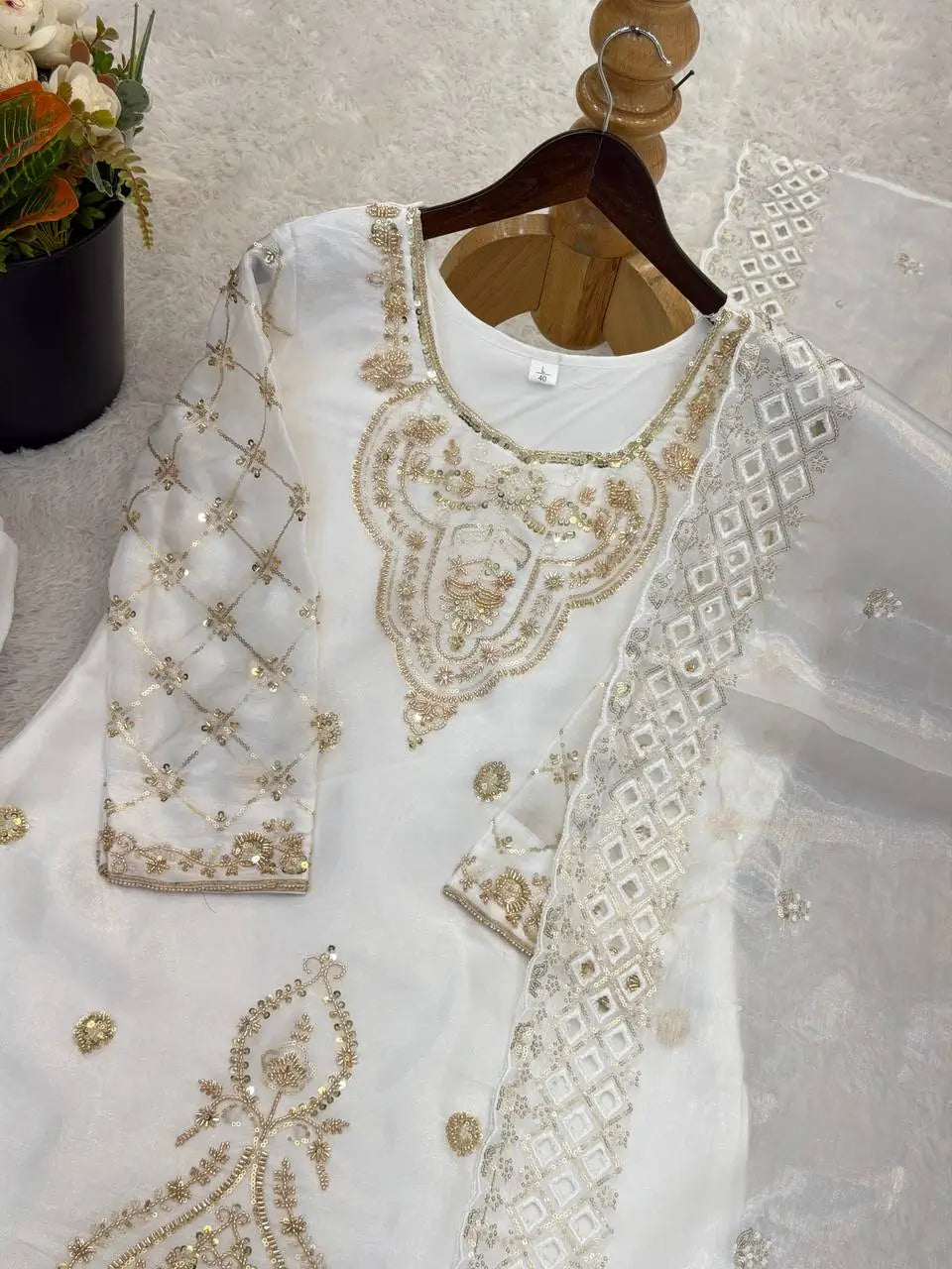 Elegant Embroidered Silk Sharara Set for Festive and Wedding Wear