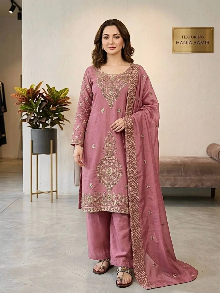 Elegant Embroidered Silk Sharara Set for Festive and Wedding Wear