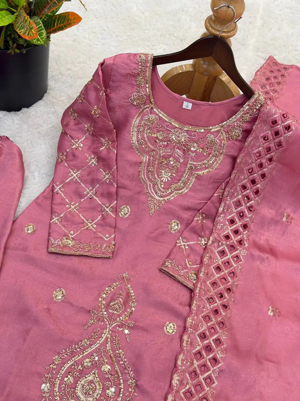 Elegant Embroidered Silk Sharara Set for Festive and Wedding Wear