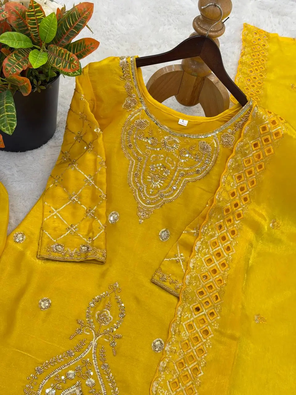 Elegant Embroidered Silk Sharara Set for Festive and Wedding Wear