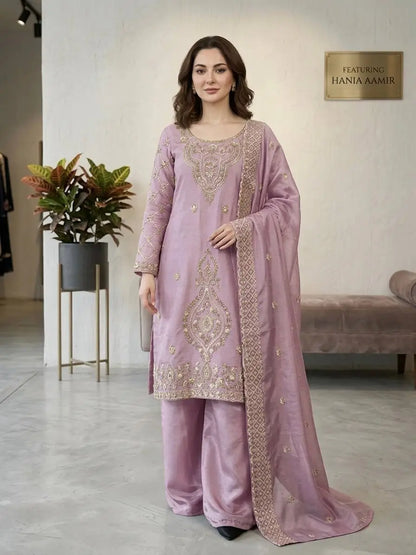 Elegant Embroidered Silk Sharara Set for Festive and Wedding Wear