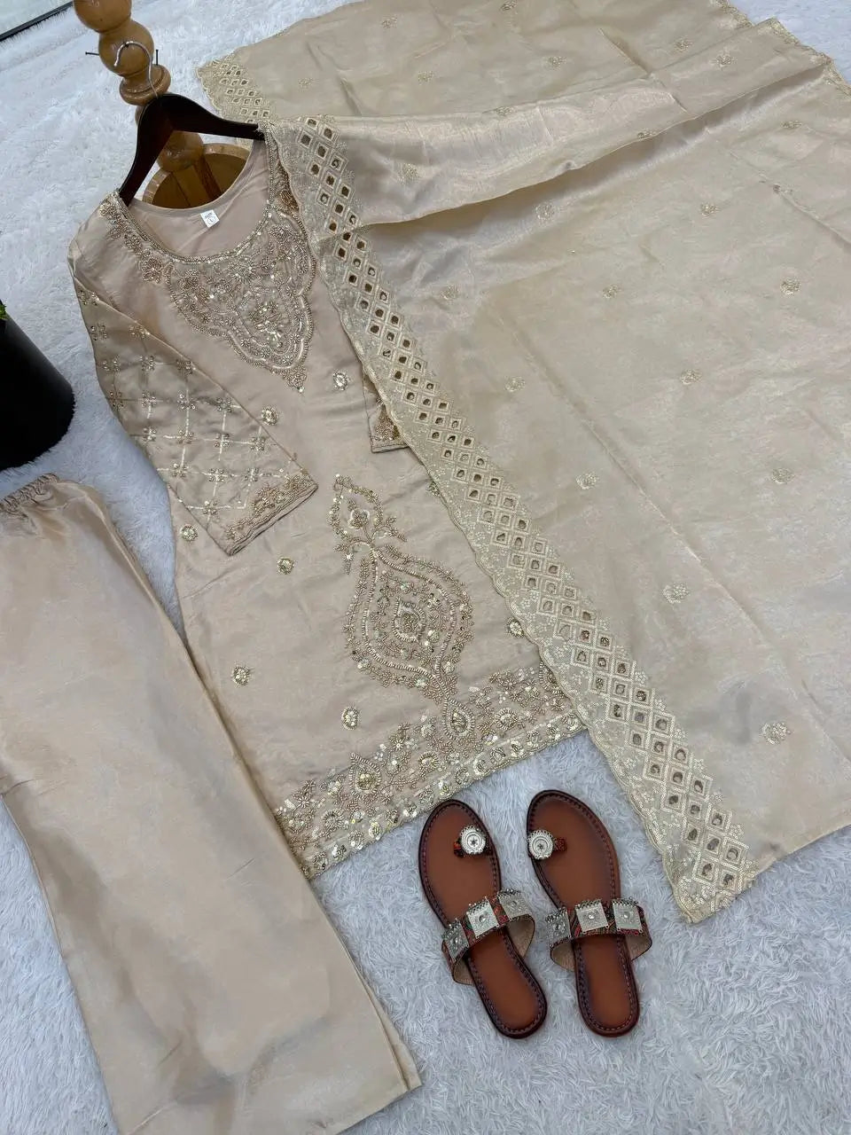 Elegant Embroidered Silk Sharara Set for Festive and Wedding Wear