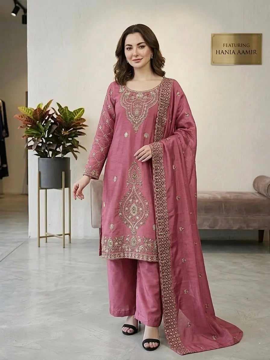 Elegant Embroidered Silk Sharara Set for Festive and Wedding Wear