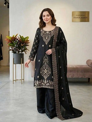 Elegant Embroidered Silk Sharara Set for Festive and Wedding Wear