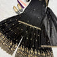 Elegant Embroidered Silk Sharara Suit Set for Wedding and Festive Wear