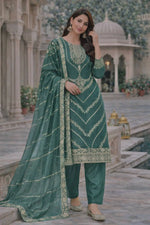 Elegant Embroidered Silk Suit Set for Festive and Wedding Wear