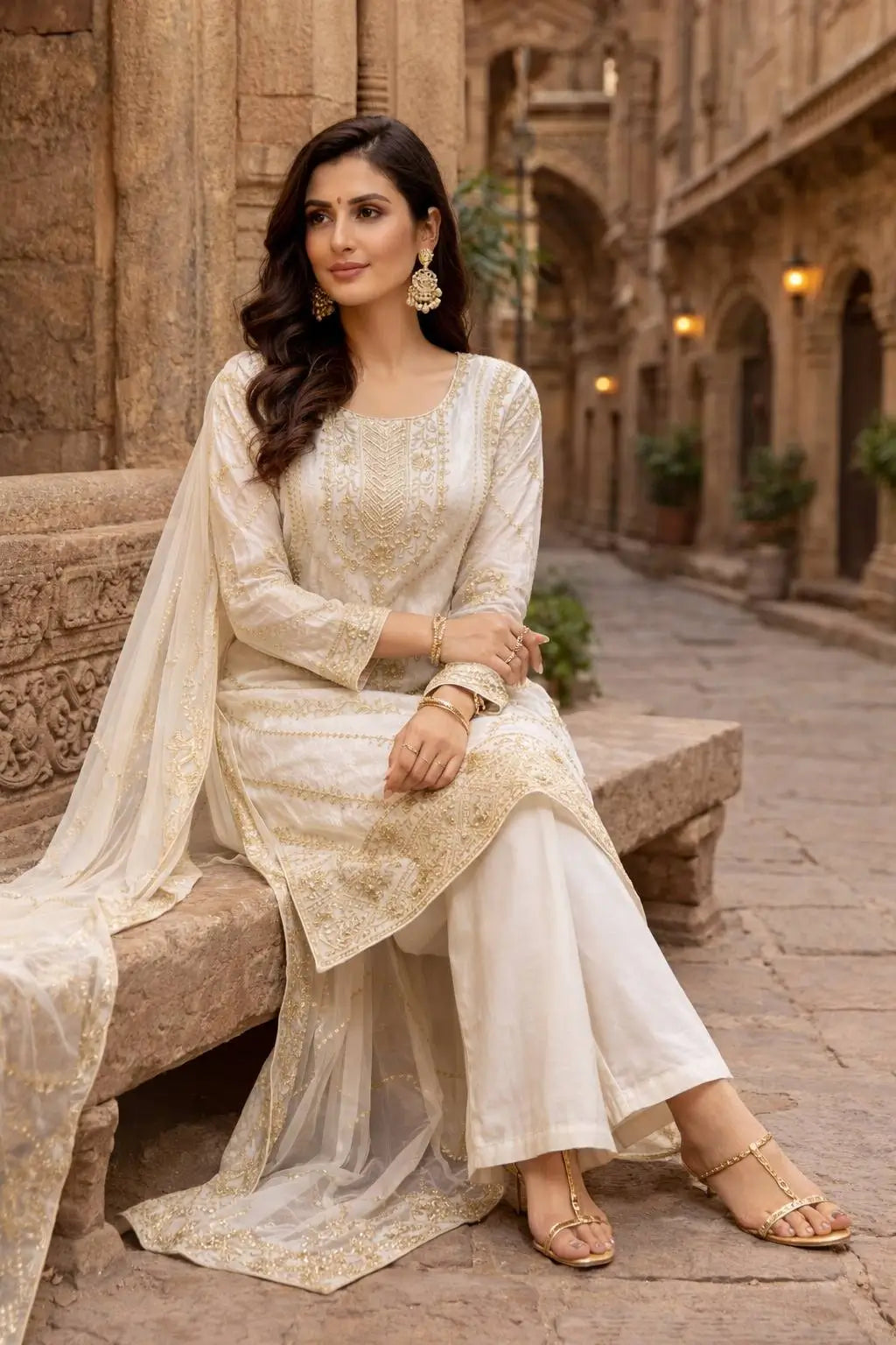 Elegant Embroidered Silk Suit Set for Festive and Wedding Wear
