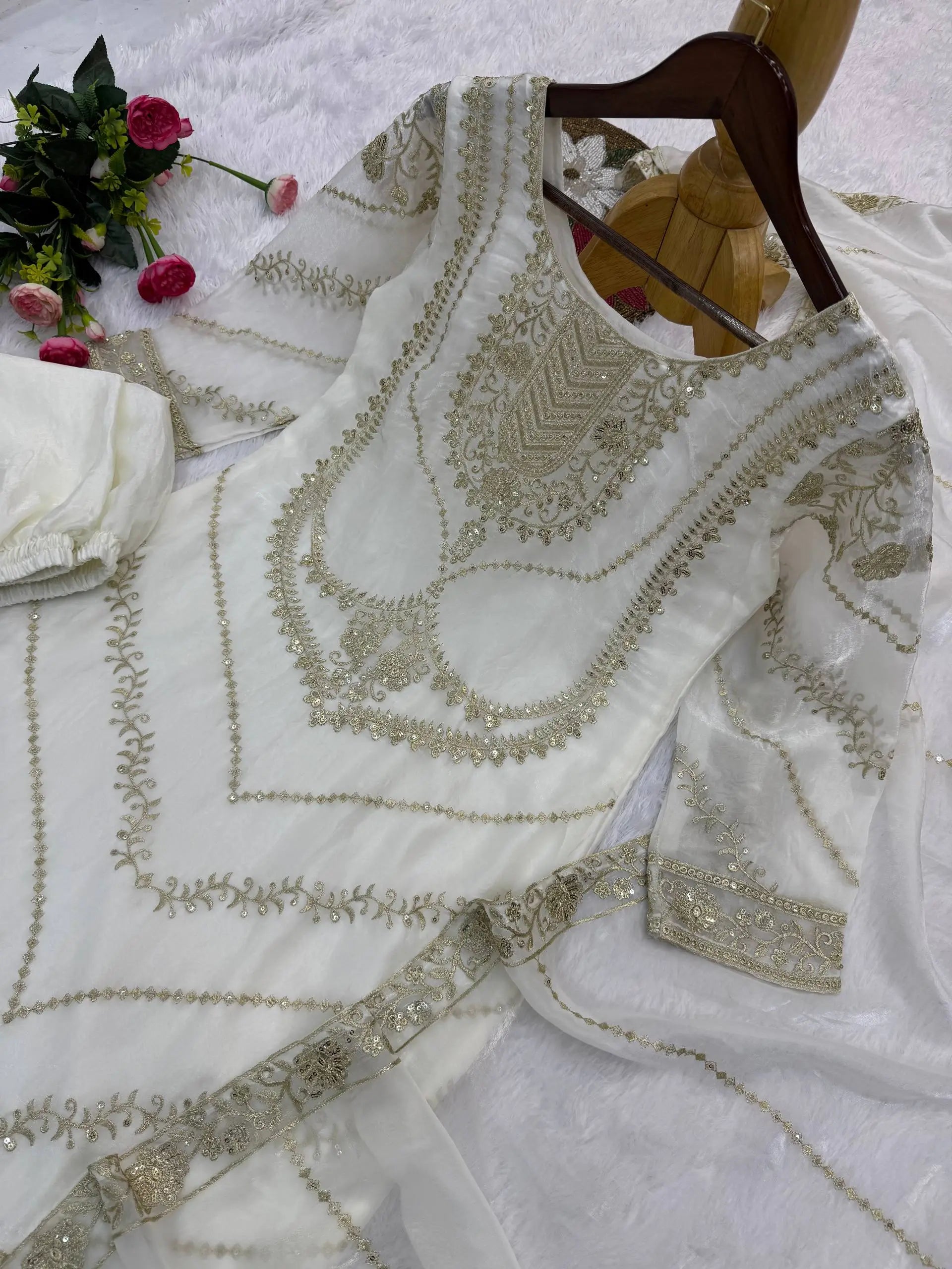 Elegant Embroidered Silk Suit Set for Festive and Wedding Wear