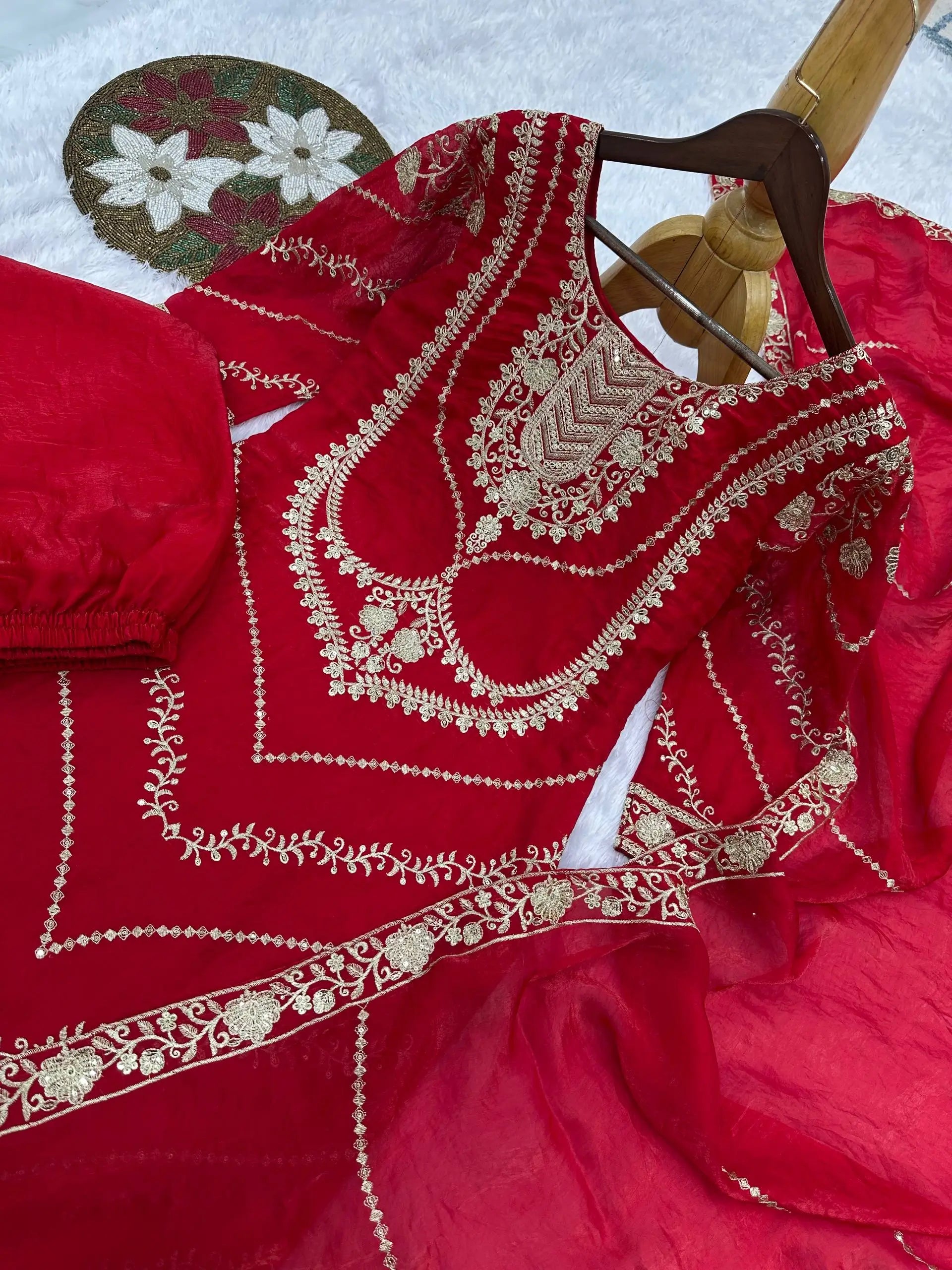 Elegant Embroidered Silk Suit Set for Festive and Wedding Wear