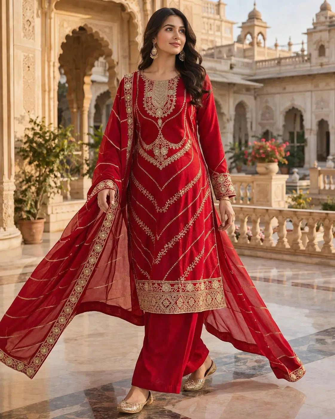Elegant Embroidered Silk Suit Set for Festive and Wedding Wear