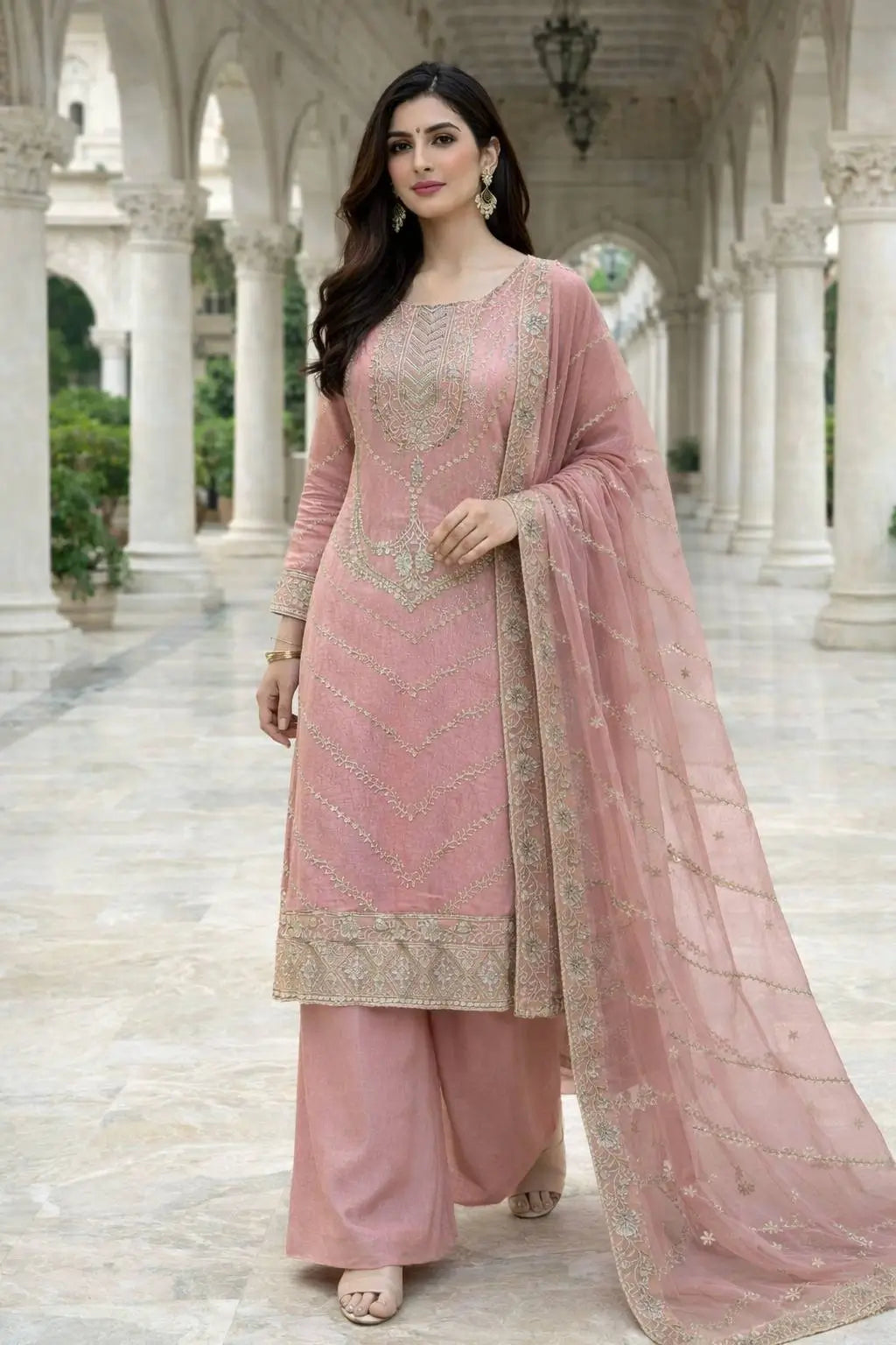 Elegant Embroidered Silk Suit Set for Festive and Wedding Wear