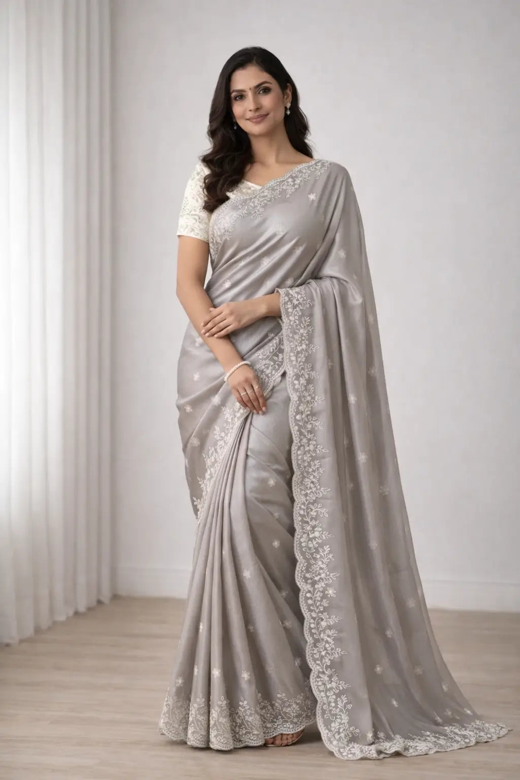 Elegant Embroidered Tissue Silk Saree with Designer Blouse