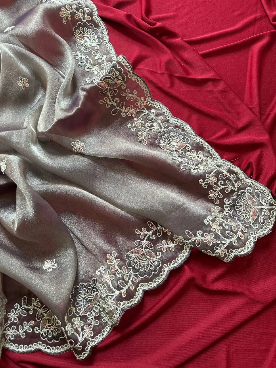 Elegant Embroidered Tissue Silk Saree with Designer Blouse