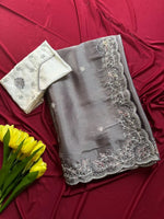 Elegant Embroidered Tissue Silk Saree with Designer Blouse
