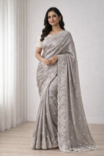 Elegant Embroidered Tissue Silk Saree with Designer Blouse