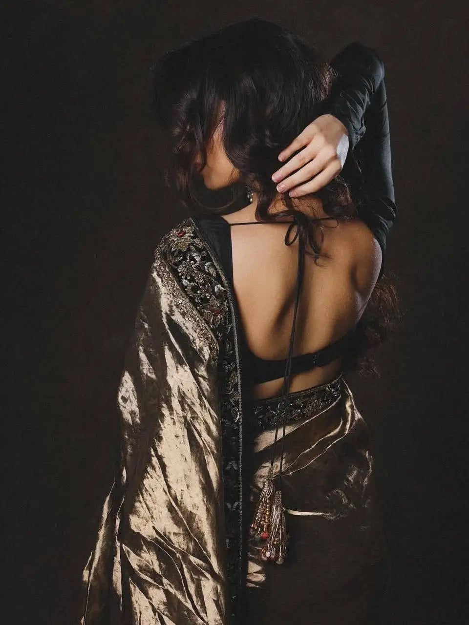 Elegant Embroidered Twill Saree for Festive and Party Wear