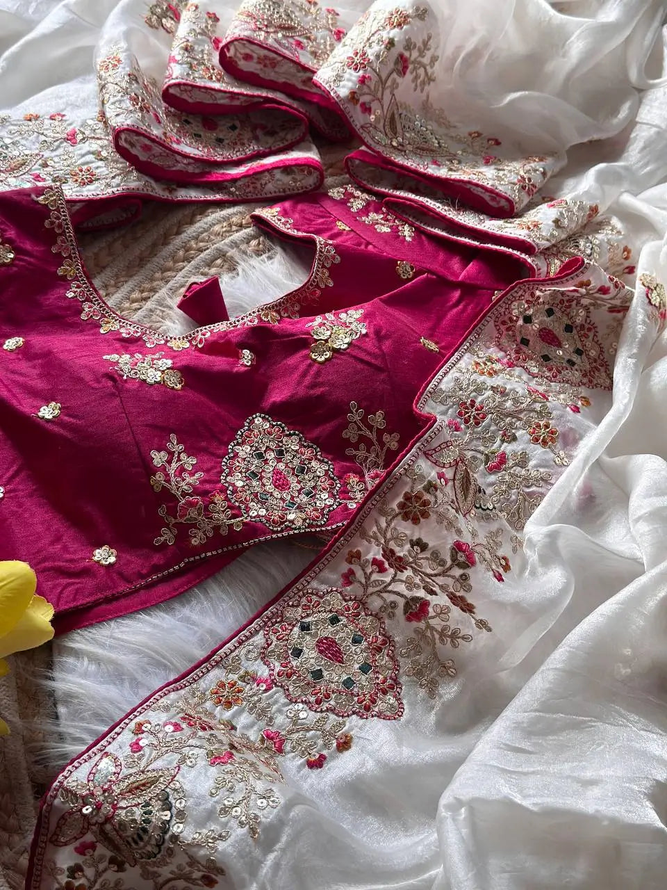 Elegant Fandy Silk Hand Embroidery Work Saree for Wedding and Festive Occasions