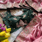 Elegant Fandy Silk Hand Embroidery Work Saree for Wedding and Festive Occasions