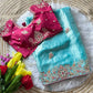 Elegant Fandy Silk Hand Embroidery Work Saree for Wedding and Festive Occasions