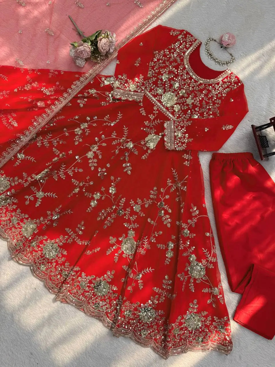 Elegant Faux Georgette Anarkali Suit for Festive, Wedding and Occasion Wear