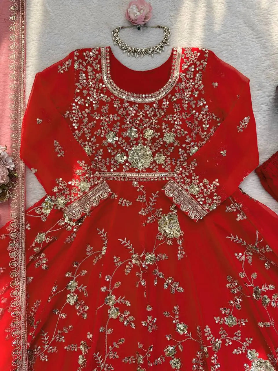 Elegant Faux Georgette Anarkali Suit for Festive, Wedding and Occasion Wear