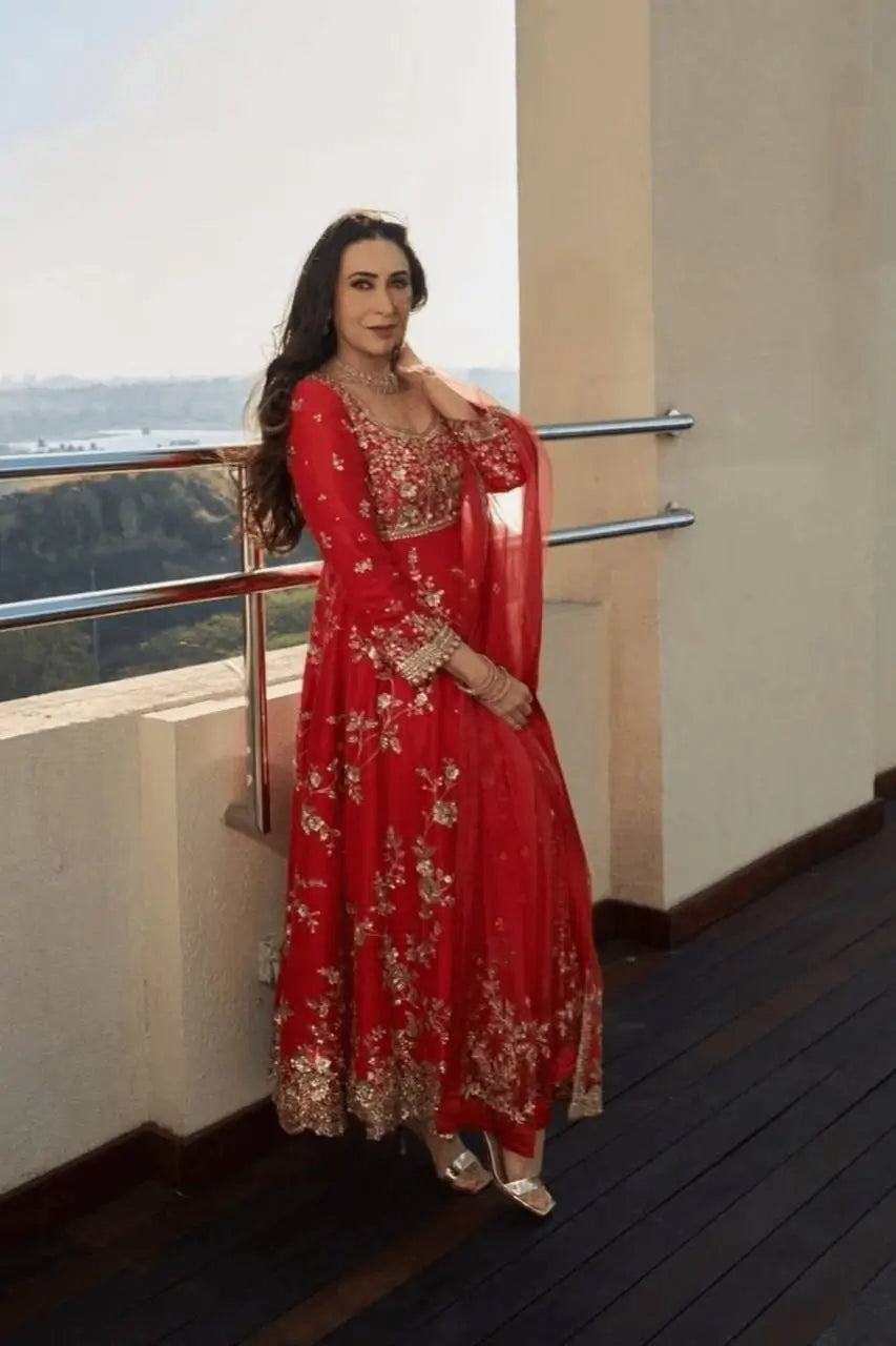 Elegant Faux Georgette Anarkali Suit for Festive, Wedding and Occasion Wear