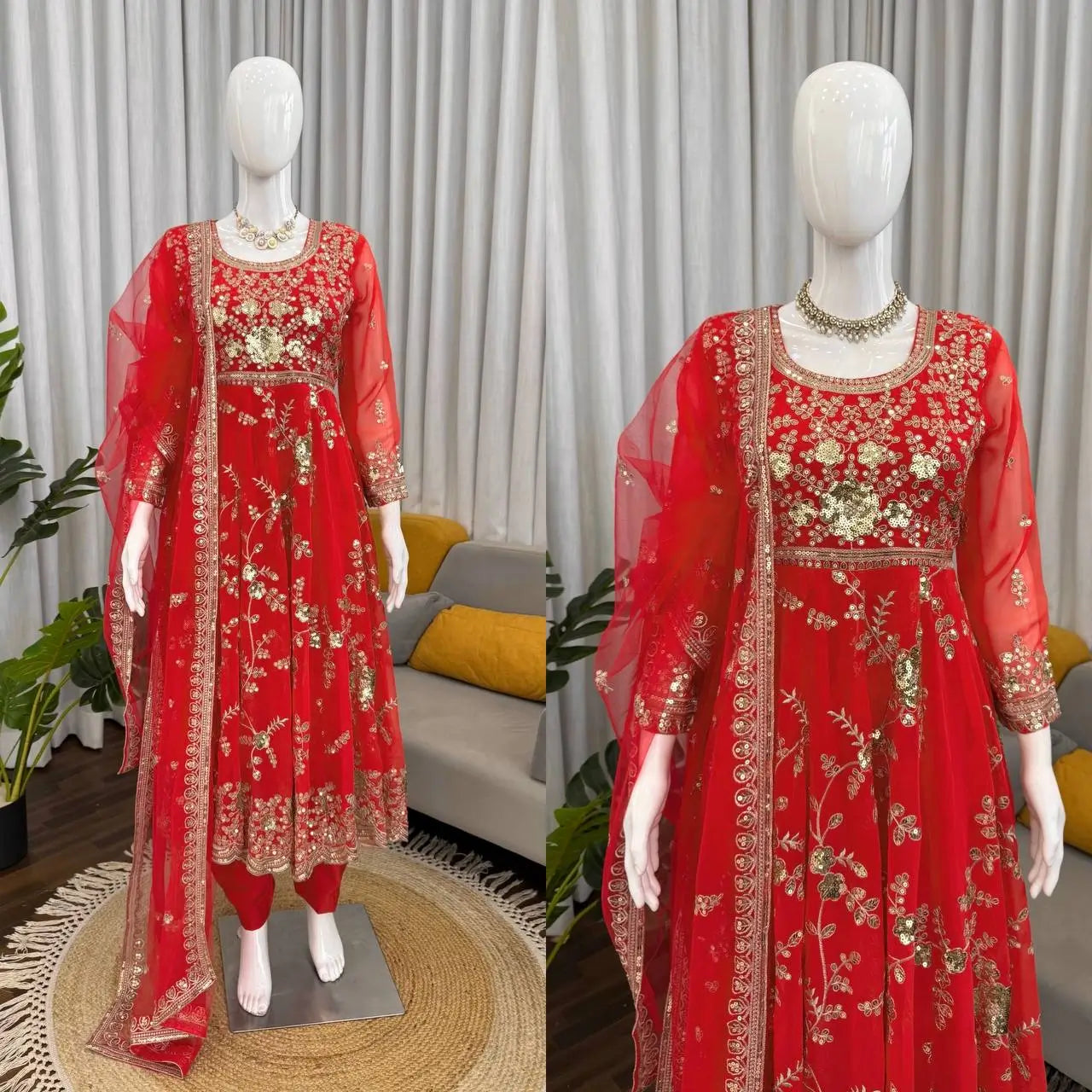 Elegant Faux Georgette Anarkali Suit for Festive, Wedding and Occasion Wear