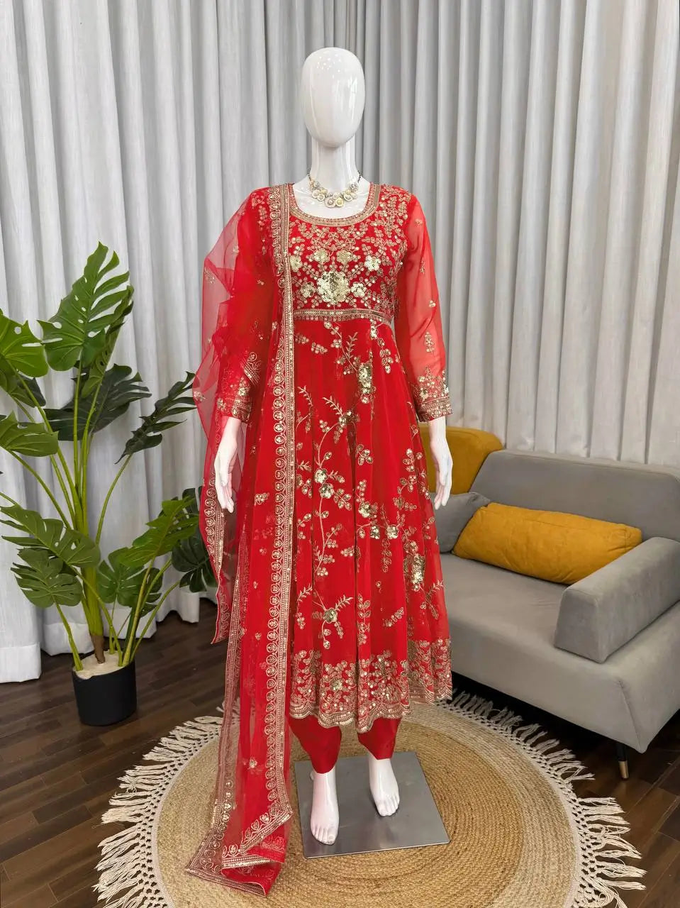 Elegant Faux Georgette Anarkali Suit for Festive, Wedding and Occasion Wear