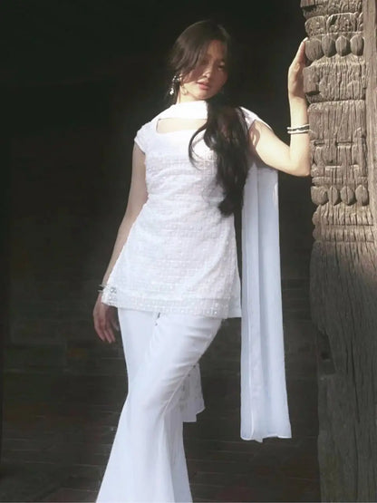 Elegant Faux Georgette Bootcut Suit Set for Festive and Party Wear