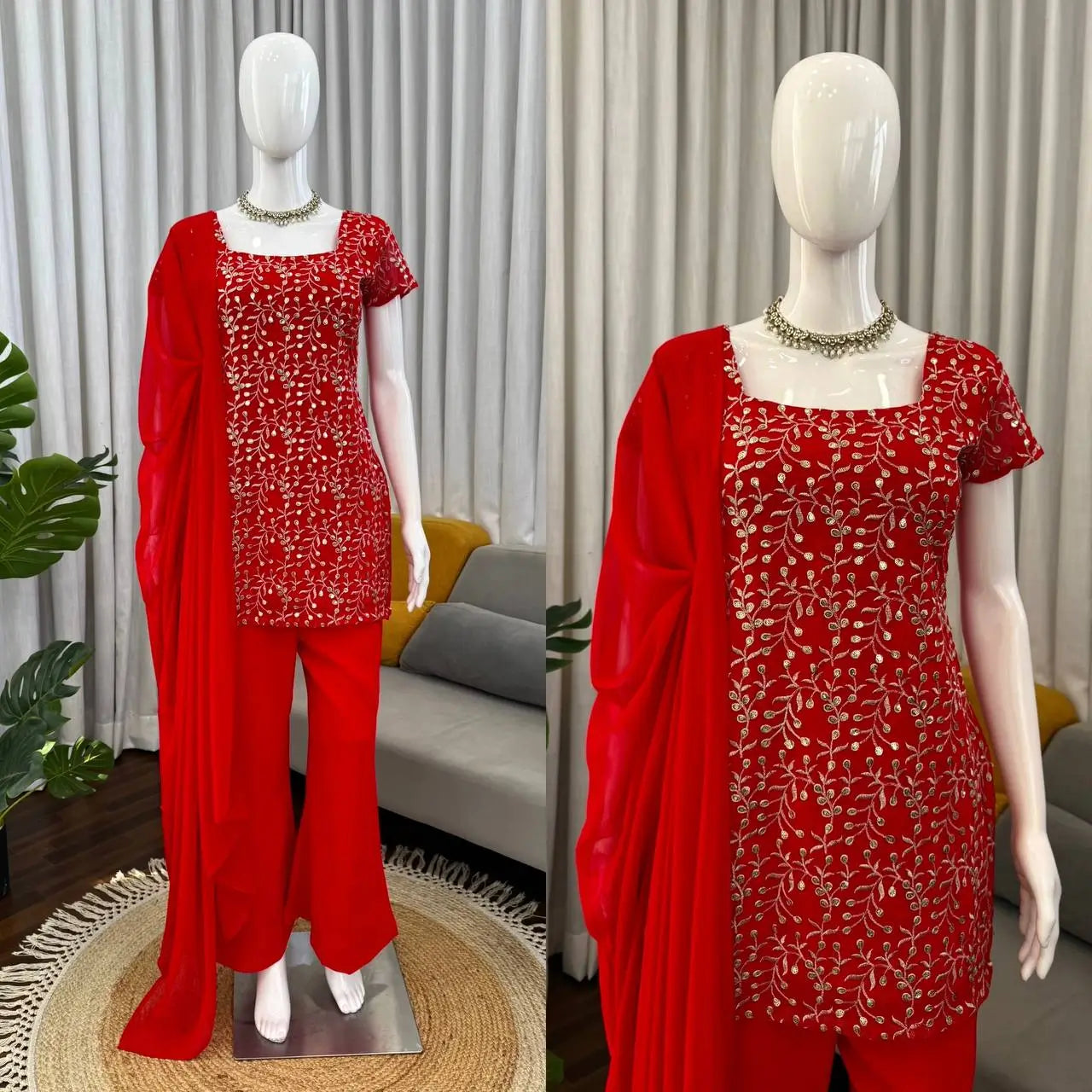 Elegant Faux Georgette Bootcut Suit Set for Festive and Party Wear