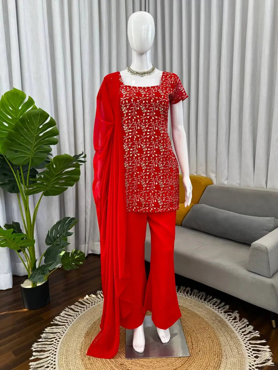 Elegant Faux Georgette Bootcut Suit Set for Festive and Party Wear