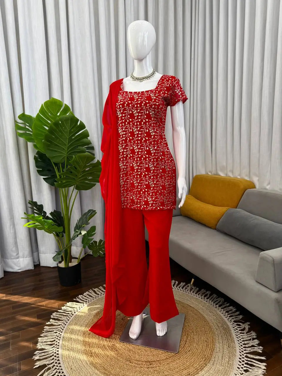 Elegant Faux Georgette Bootcut Suit Set for Festive and Party Wear