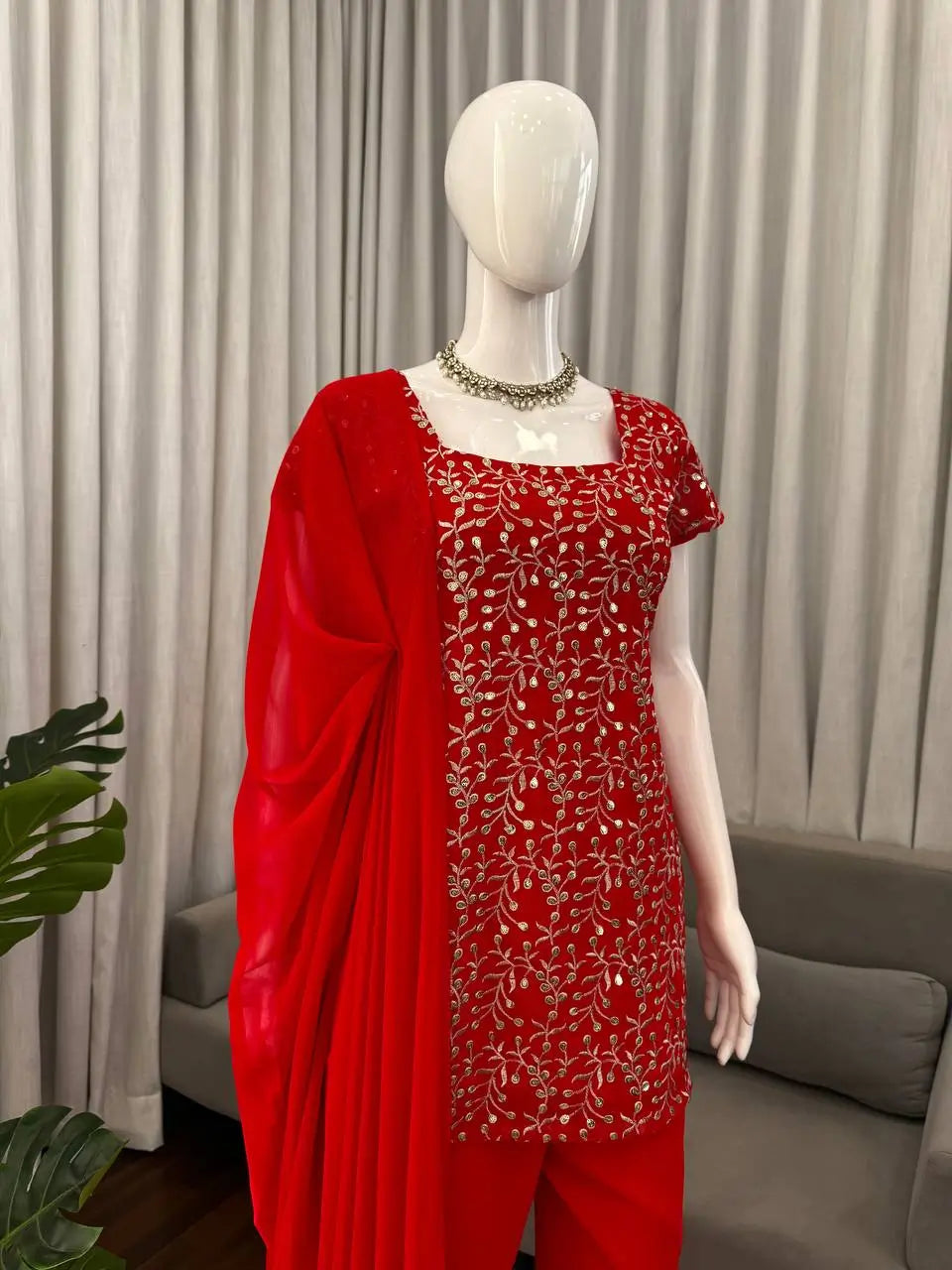 Elegant Faux Georgette Bootcut Suit Set for Festive and Party Wear