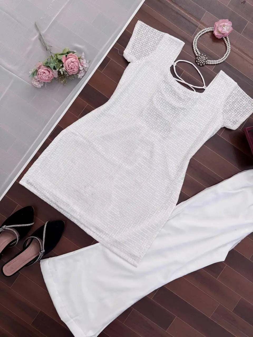 Elegant Faux Georgette Bootcut Suit Set for Festive and Party Wear