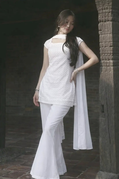 Elegant Faux Georgette Bootcut Suit Set for Festive and Party Wear