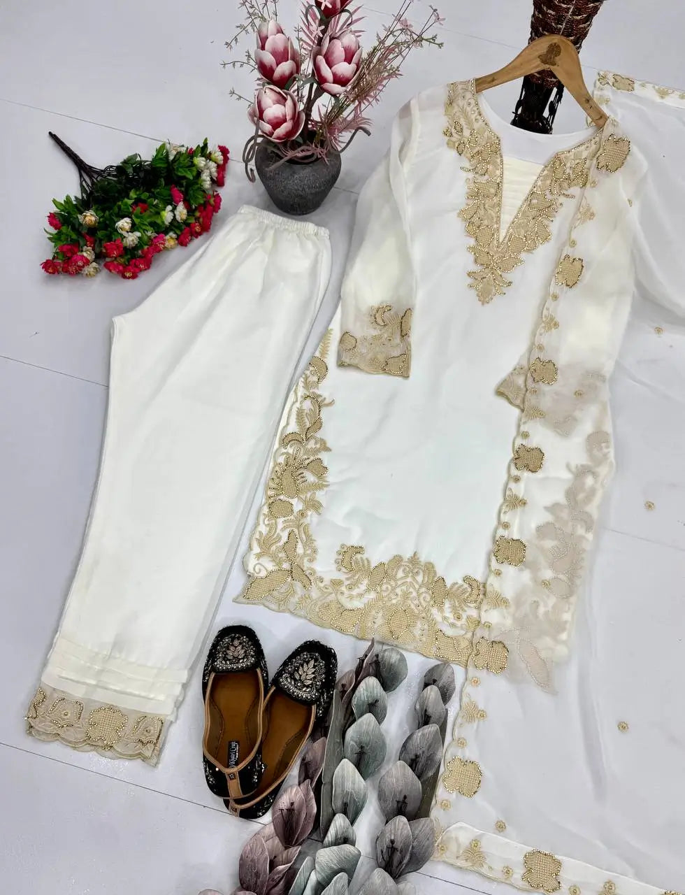 Elegant Faux Georgette Embroidered Suit Set for Festive and Occasion Wear