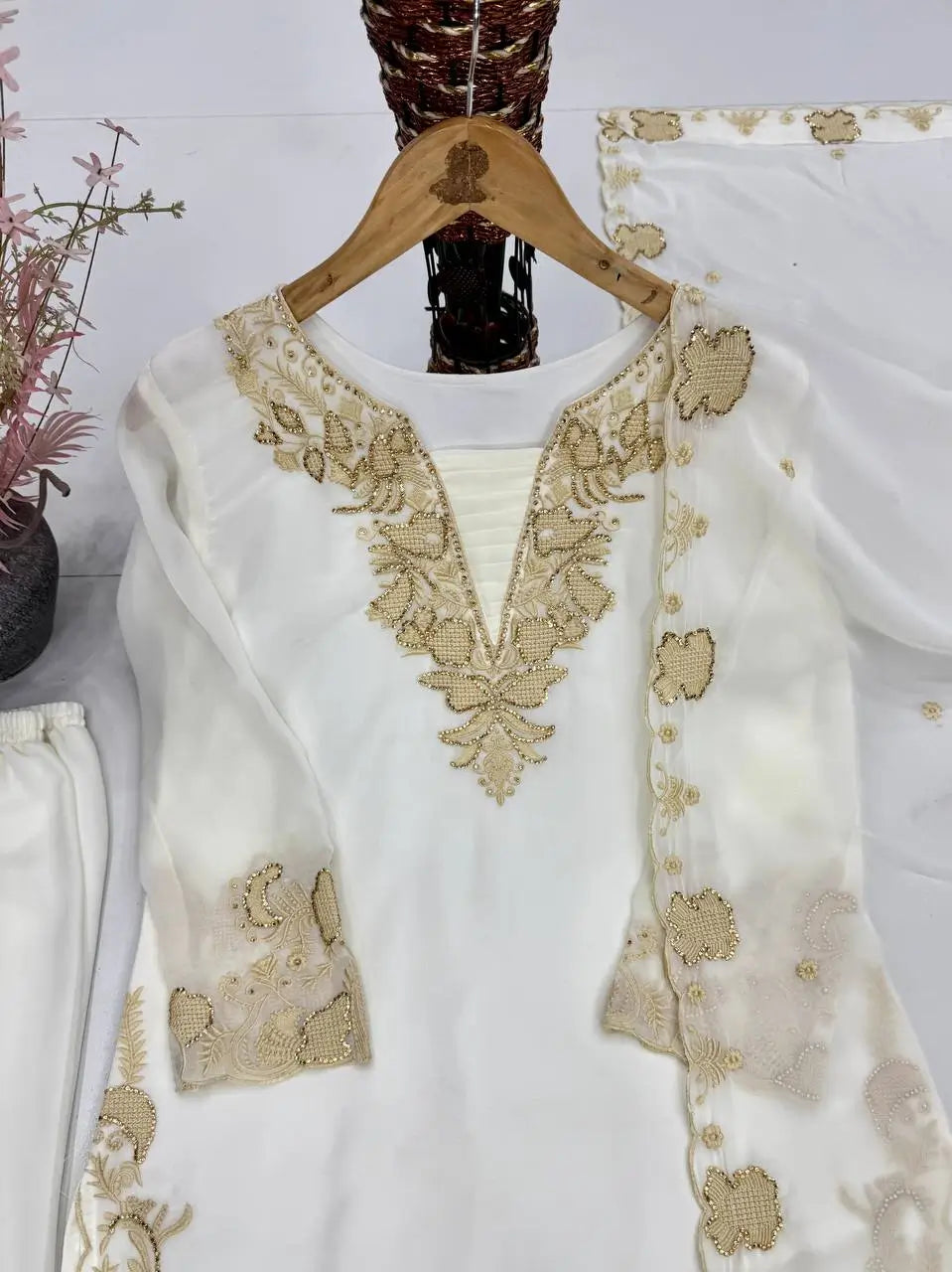 Elegant Faux Georgette Embroidered Suit Set for Festive and Occasion Wear