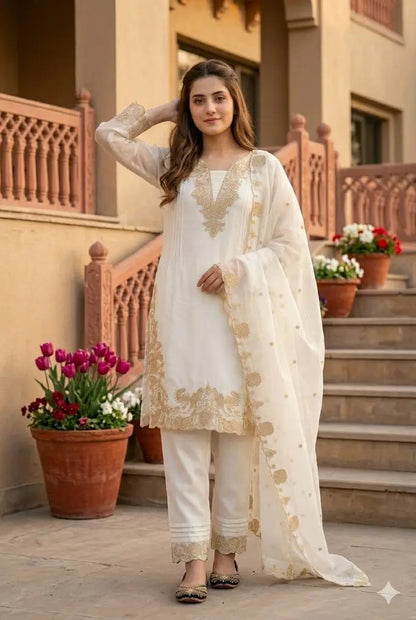 Elegant Faux Georgette Embroidered Suit Set for Festive and Occasion Wear