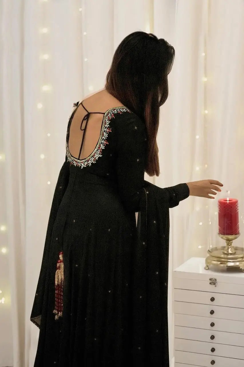 Elegant Faux Georgette Gown Pant Dupatta Set for Festive and Occasion Wear