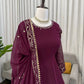Elegant Faux Georgette Gown Set for Festive and Wedding Occasions